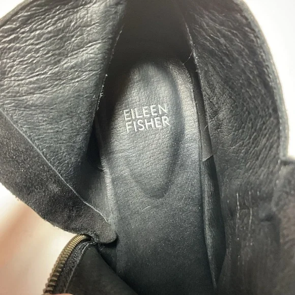 Eileen Fisher Black Leather Booties - Picture 10 of 14